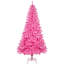 Pre-Lit Medium Artificial Pine Christmas Tree - Pink - Clear Lights-1855166264