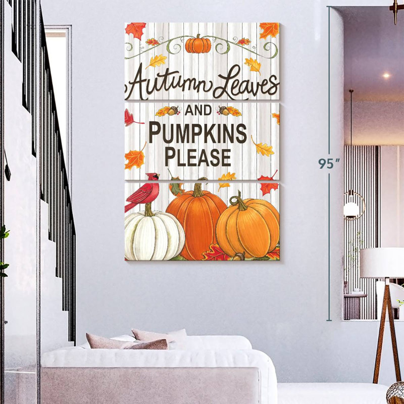 Yarlin Rustic Autumn Leaves And Pumpkins Please, 74" H x 48" W