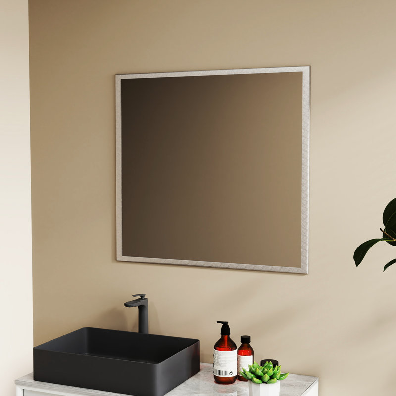 Miroir de salle de bain - Aluminium argenté de 32 pouces, vue dégagée, cadre, facile à monter, H 29,24 po x l 31,73 po