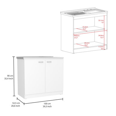 Utility Sink Cabinet, Engineered Wood, White