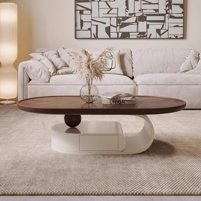 Table à thé ovale moderne, H 15,7 po x L 43,3 po x l 23,6 po