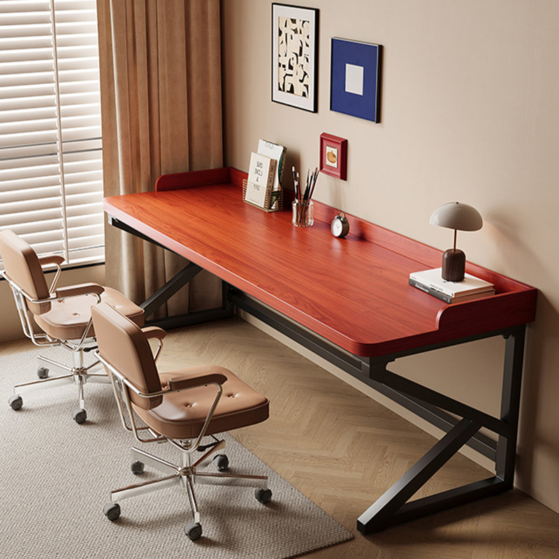 Bureau rectangulaire en bois massif brun clair, Marron clair, H 29,53 po x l 62,99 po x P 27,56 po