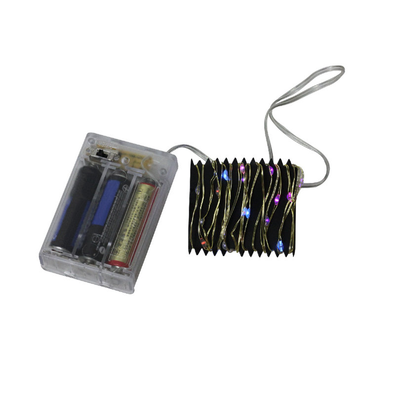 35 Battery Operated Silver LED Rainbow Micro Fairy Christmas Lights - 6 ft Gold Copper Wire