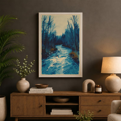 Woodland Stream Scandinavian - Wrapped Canvas