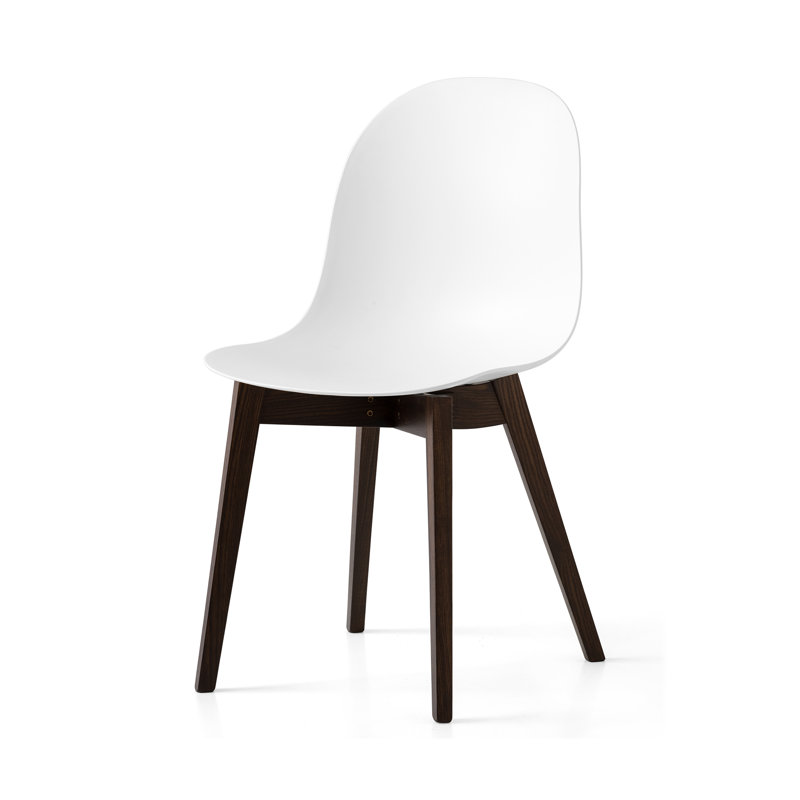 Academy Side Chair with Wooden Frame, Matte Optic White, Smoke