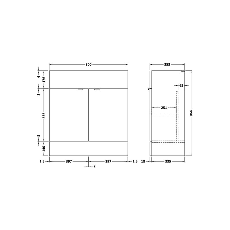 80cm Single Bathroom Vanity Base Only