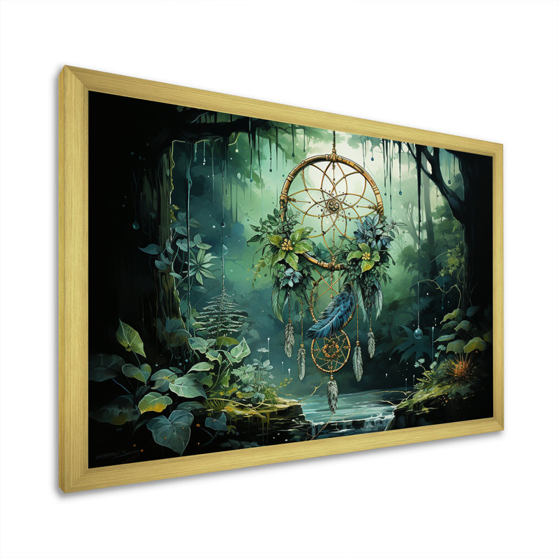 Dreamcatchers regard sur toile, Cadre doré simple, H 12 po x l 20 po x P 1 po