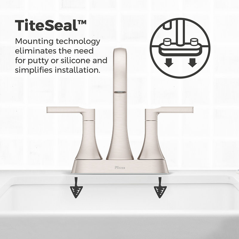 Vaneri Brushed Nickel 2-Handle Centerset Bathroom Faucet