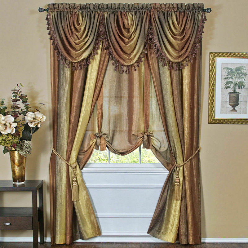Pelley Semi Sheer Curtain Pair, 50" x 84", Autumn