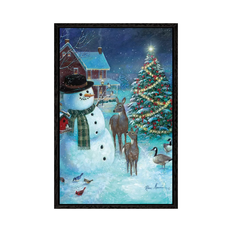 Frosty And Friends by Ruane Manning - Gallery-Wrapped Canvas Giclée on Canvas, 66.04 cm H x 45.72 cm W, Black Framed