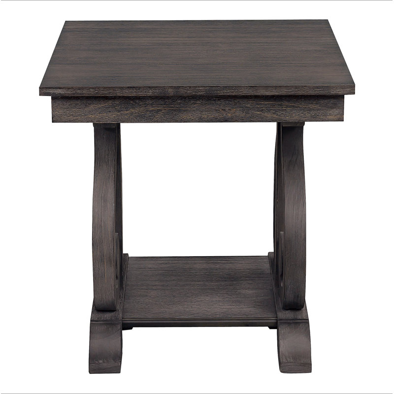 Table de bout classique avec plateau inférieur en chêne foncé foncé