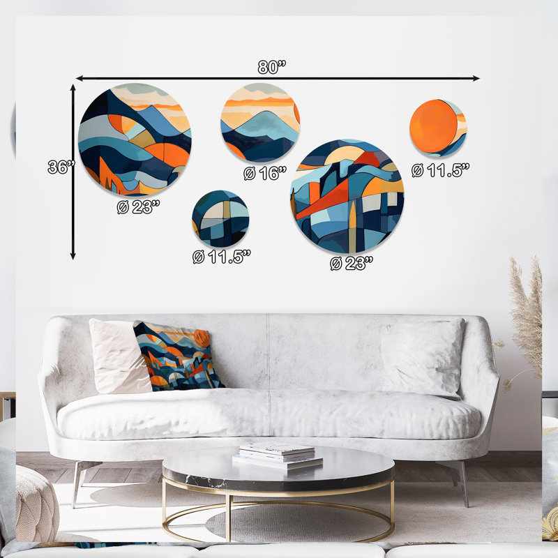 Ensemble de 5 décorations murales Mid Century Perspectives II