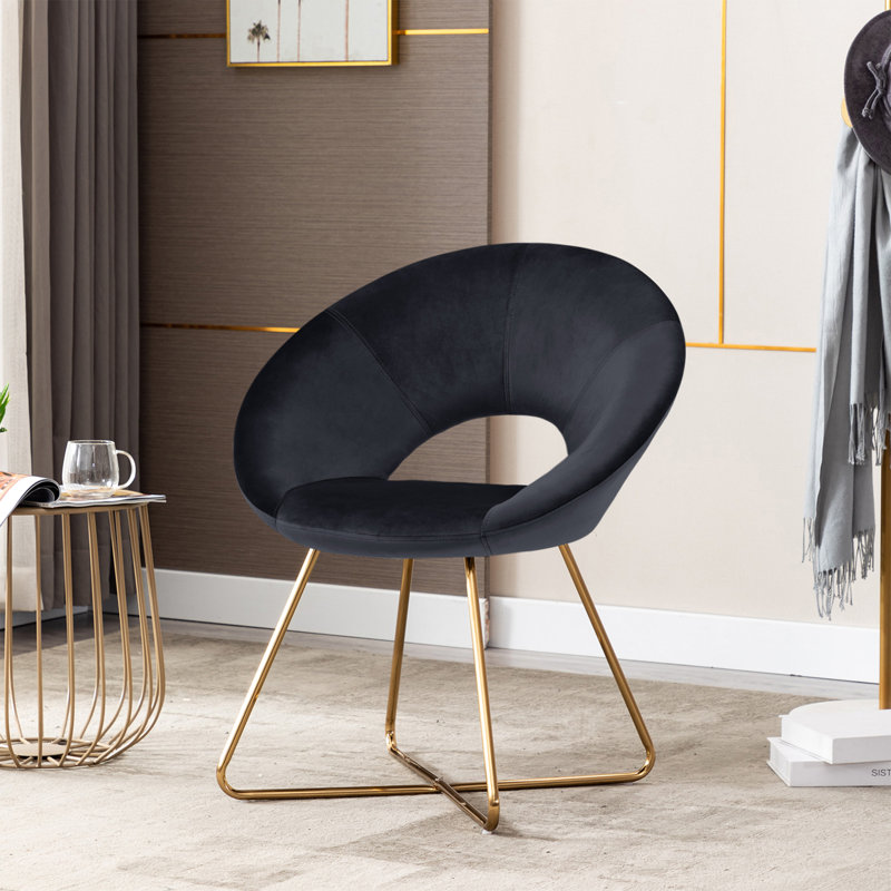 Crivello 71.12 cm Wide Contemporary Velvet Accent Chair with Open Back, Black