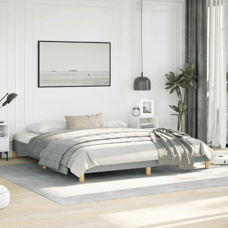 Cadre de lit Dabira, cadre de lit plateforme en tissu, sans matelas, Gris clair, Très grand californien