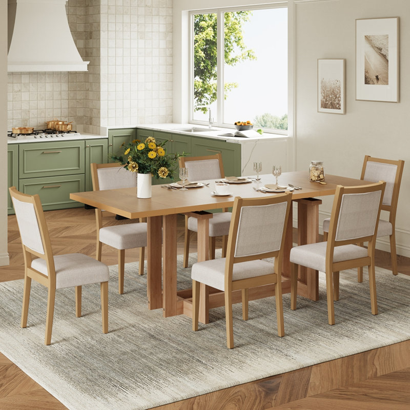 Rustic 82inch 7-Piece Extendable Dining Table Set