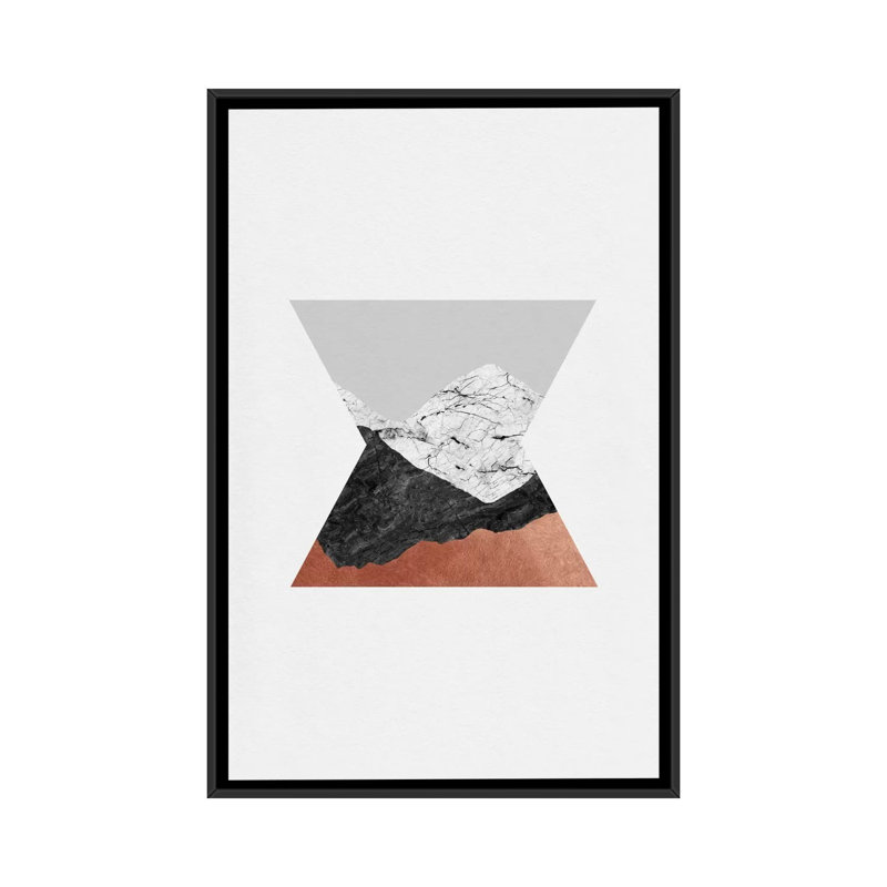 «Geometric IV», impression sur toile, H 26 po x l 18 po x P 1,5 po, Toile encadrée noire, Pas de tapis