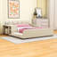 Lit plateforme tapissier en bois avec bureau de chevet, tabouret rond et tête de lit-1643355936-1643355948