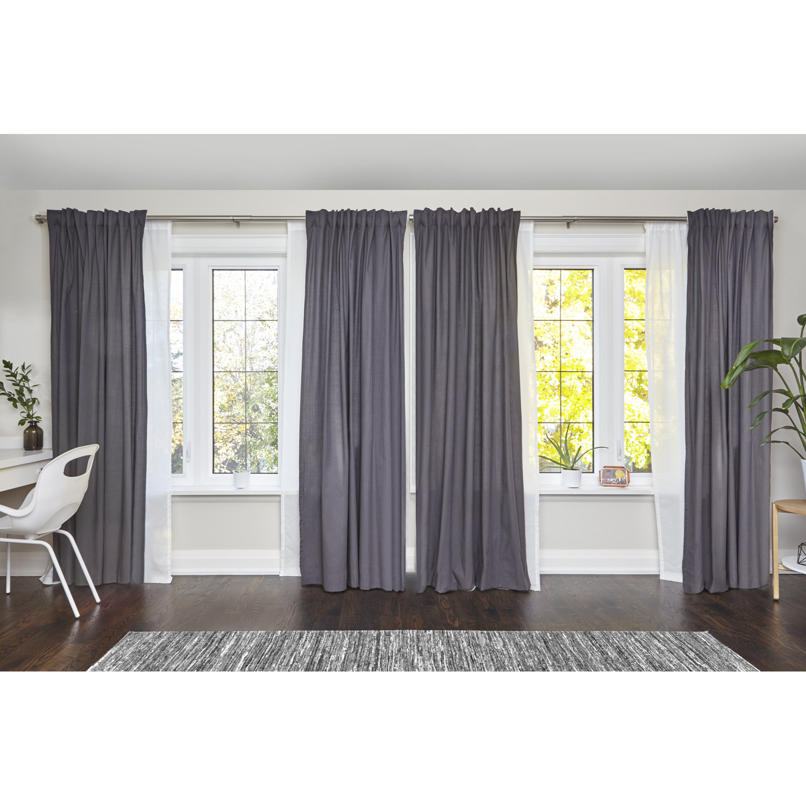 Cappa Drapery Solutions Adjustable 1" Steel Double Curtain Rod Set, 36" H x 74" W, Nickel