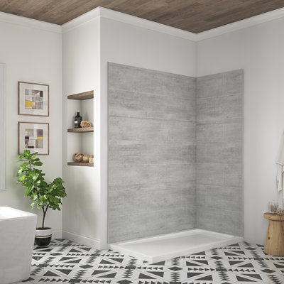 Misty 60 in. x 80 in. Grey Corner Shower Wall Panels