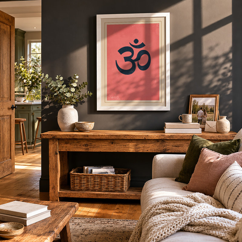 Om in Geometry Minimalist - Framed Print, A3 - 42.0 x 29.7 cm, White