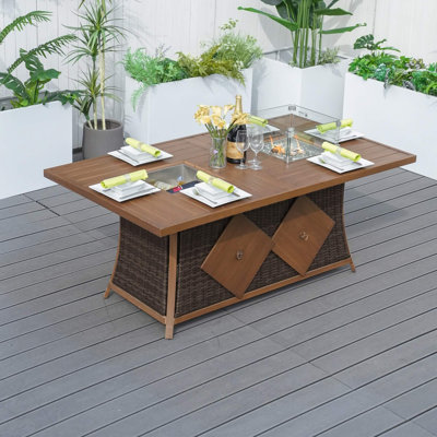Table de foyer rectangulaire 6 places avec seau à glace