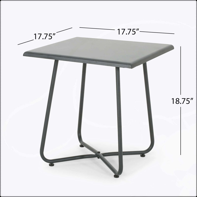 ALDER Modern Steel Side Table with X-Shape Legs and Complementing Finish, Perfect for Outdoor or Indoor Use, Gray