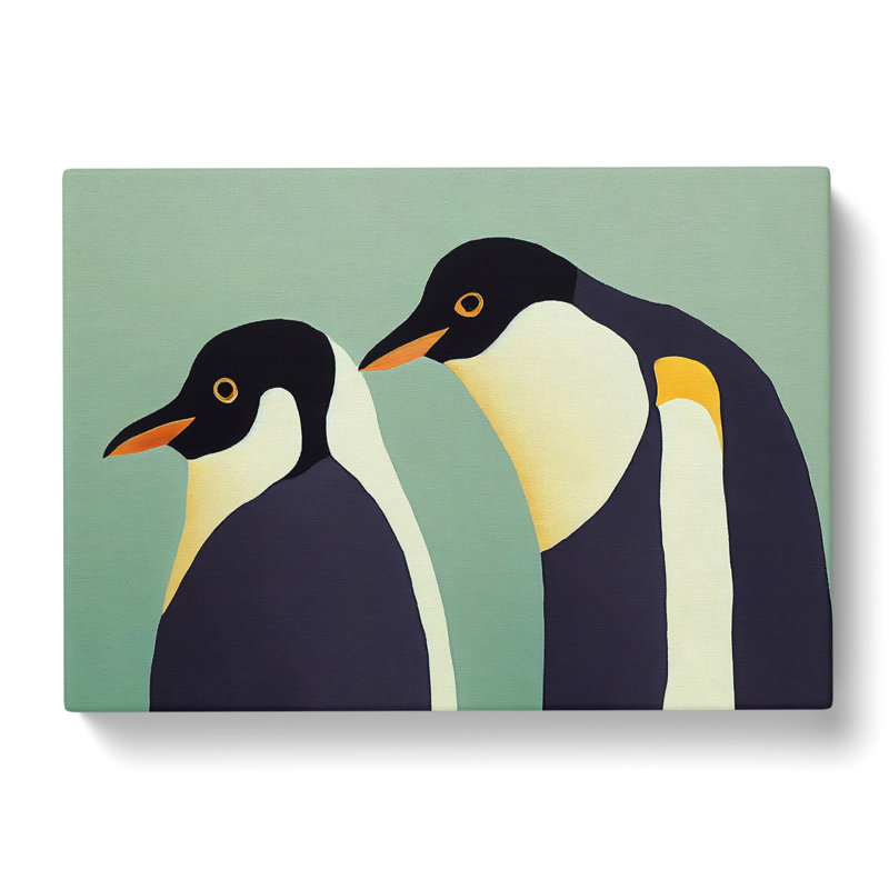 The Two Penguins Vol.2 Abstract - Wrapped Canvas Print, 35cm H x 50cm W x 3cm D