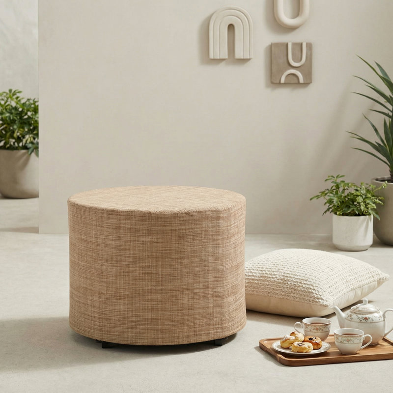 19.7"W Outdoor Round Ottoman