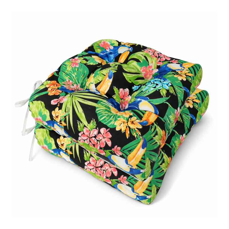 Set of 2 Outdoor Chair Cushions - Waterproof Patio Seat Pads with Ties, Thick Tufted Garden Furniture Cushions for Dining Chairs