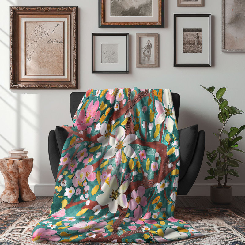 Floral Foliage Refuge - Jeté Sherpa Bla Premium 1 pièce, L 50 po x L 60 po