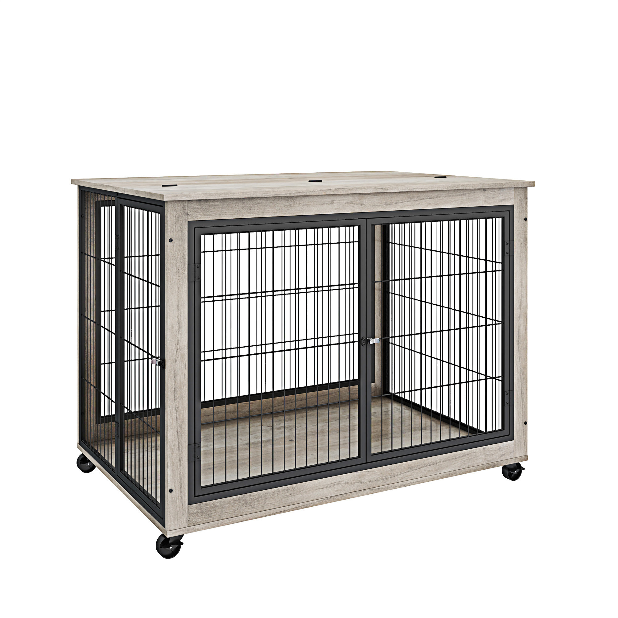 One Allium Way® Furniture Style Dog Crate Side Table On Wheels With