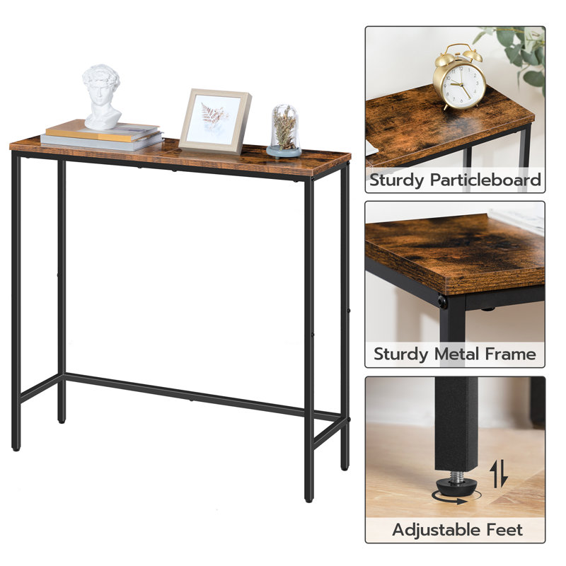 Picard 29.5" Small Console Table Entry Table, Brown, Black