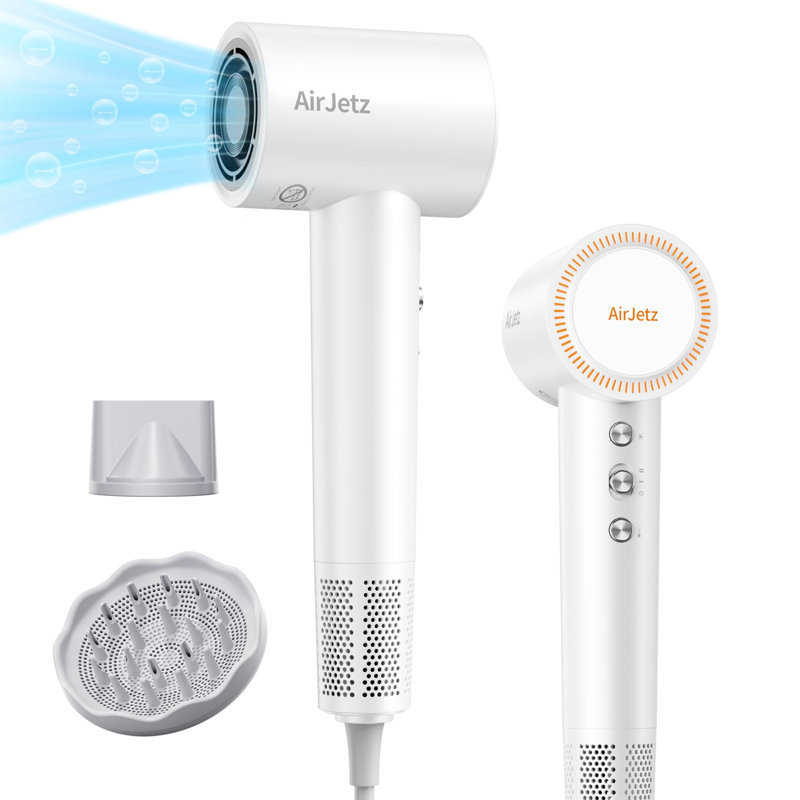 160,000 RPM High-Speed Ionic Blow Dryer for Fast Drying, Professional Lightweight Hairdryer with Diffuser, Magnetic Nozzle, 4 Temps & 2 Speeds, Low Noise for Travel