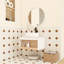 Meuble-lavabo flottant avec lavabo à vasque rond, meuble-lavabo mural avec tablette ouverte, comptoir durable, conception moderne peu encombrante-130547592