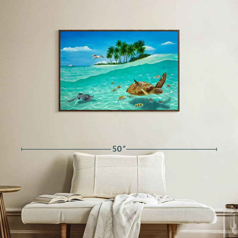 Breezin ', 37 po x 25 po, Cadre flottant noyer
