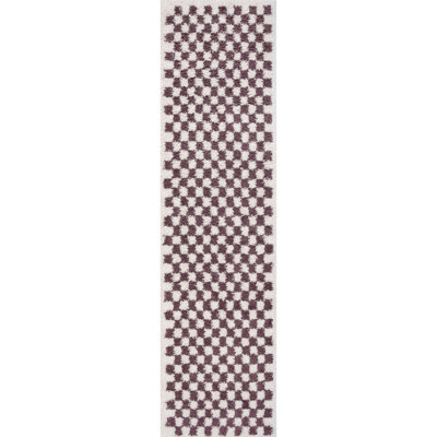 Moodi Modern Shaggy Area Rug Checkered Design