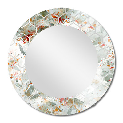 Miroir mural vert et orange Wildflowers II