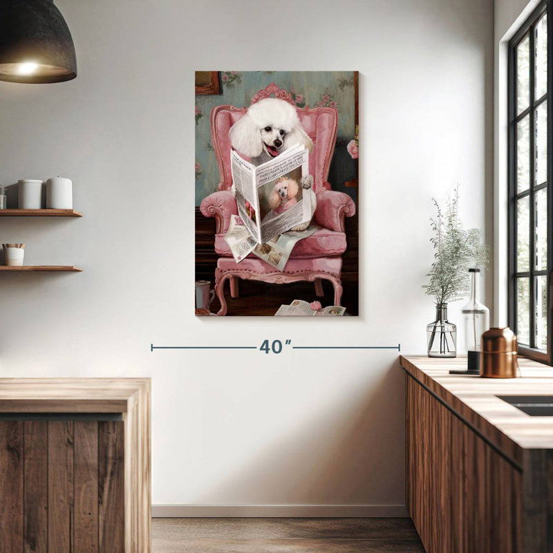 Brampt Poodle Reading News, 39" H x 26" W