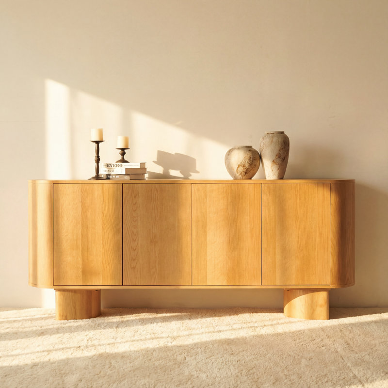 Buffet en chêne blanc naturel de 78 po Haven - Buffet minimaliste moderne, Naturel