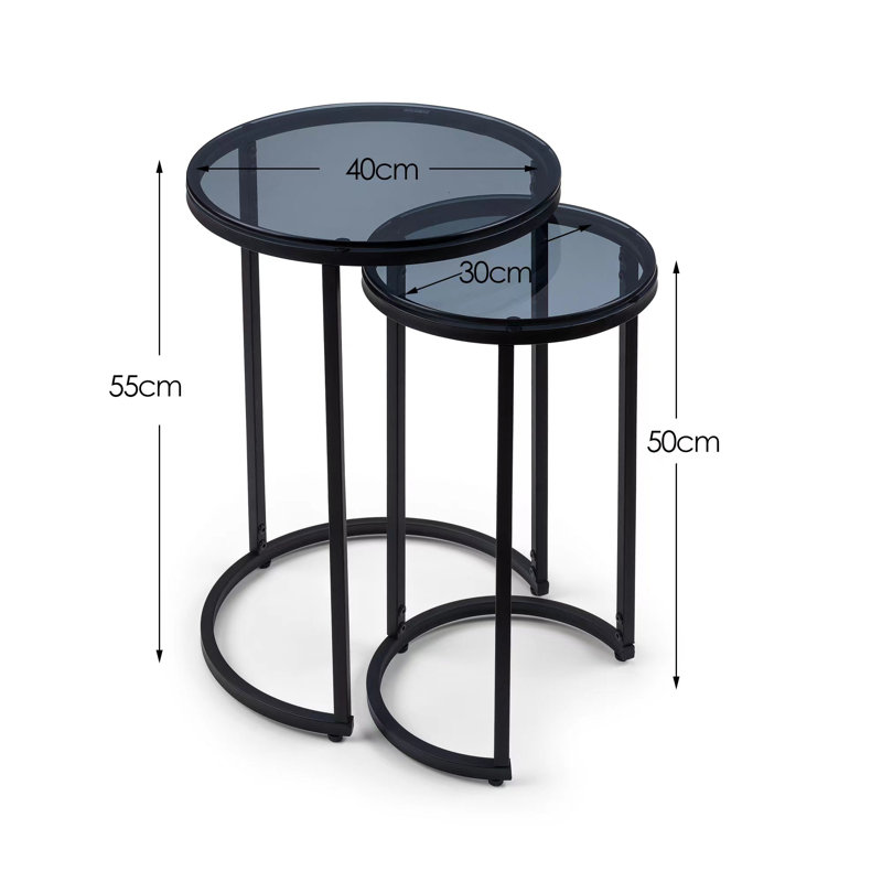 Mellyssa Glass Top Frame Nesting Tables
