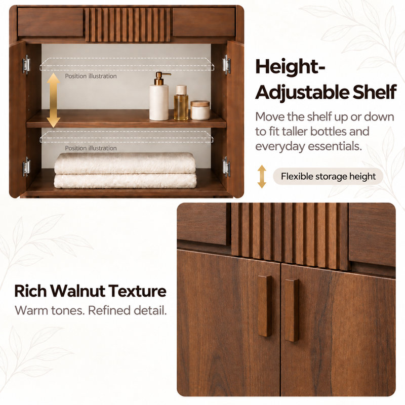 24" Mid-Century Modern Single Bathroom Vanity Base