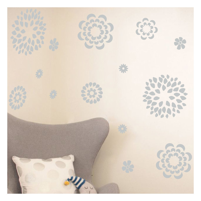 Adhésif décoratif motif floral, H 38 po x l 48 po x P 0,01 po, Gris clair