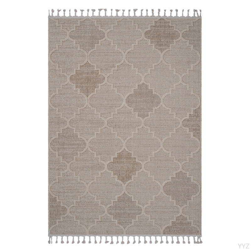 LOOM & LUXE Collection 5X7 Cream /Trellis Indoor/Outdoor Area Rug, Rectangle 5'3" x 7'6"