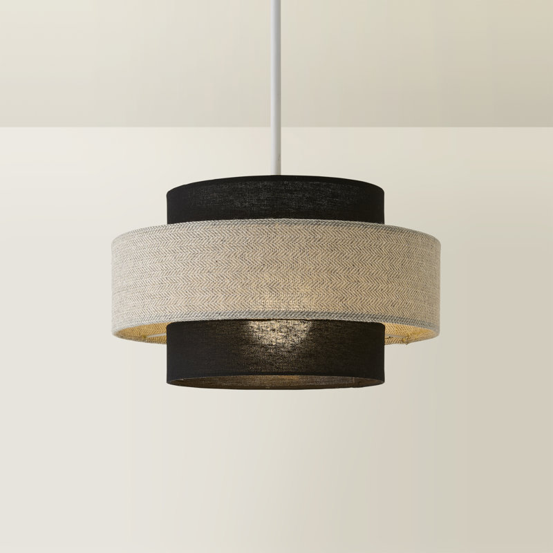 Nellie 19cm H Cotton Novelty Pendant Shade ( Clip On ), Black/Grey