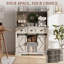 72" Washed Grey Farmhouse Bar Cabinet with Sliding Barn Door, Tall Hutch with 3 Drawers, Wine & Stemware Rack for Living Room