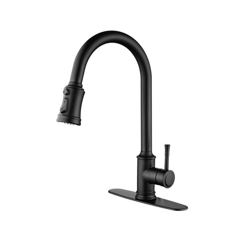 Robinet de cuisine tactile avec douchette extractible, Noir mat