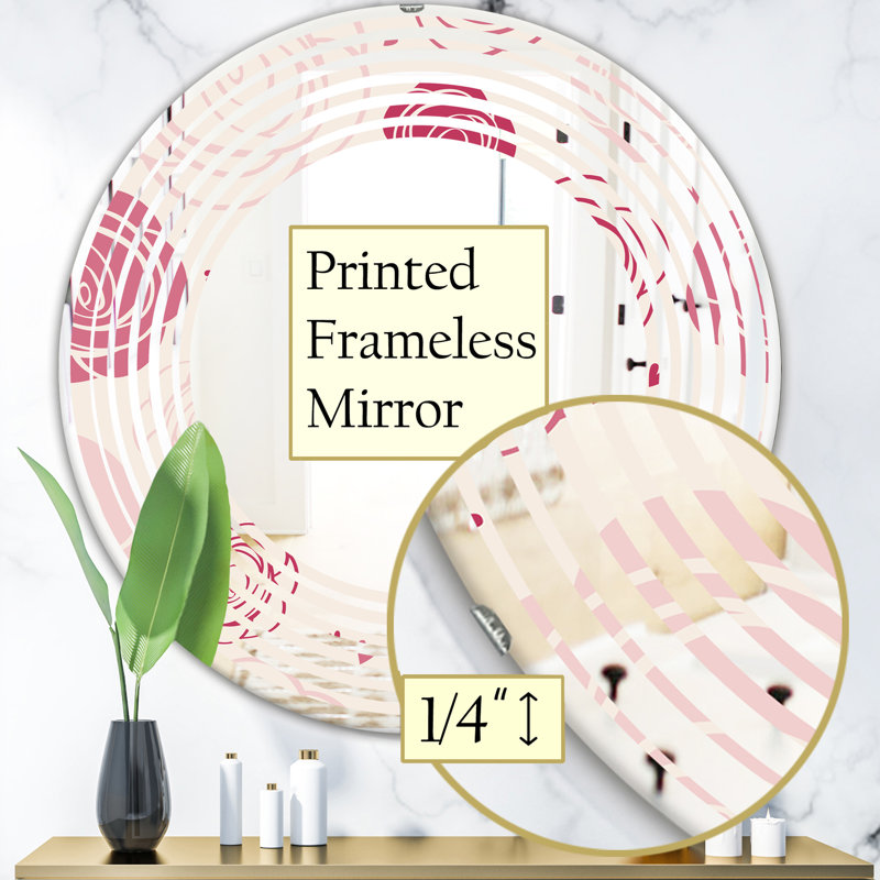 Miroir de salle de bain style chalet Americana Wave roses, 23,6 po x 23,6 po
