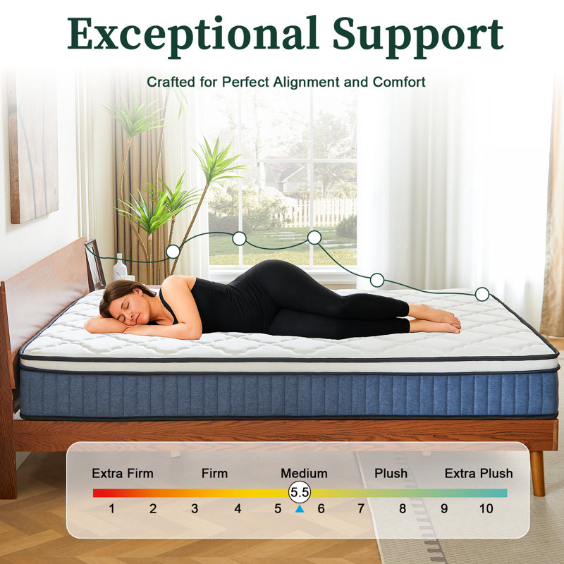 14" Medium Firm Hybrid Mattress with Cooling Gel Memory Foam & Pocket Coil, Dual-Zone Edge Support, Available in Twin/Full/Queen/King Sizes, CertiPUR-US, OEKO-TEX & SGS Certified, Motion Isolation and Pressure Relief, Mattress in a Box