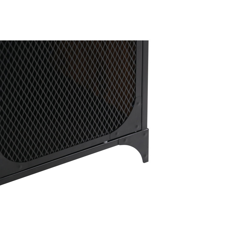 Black Industrial Freestanding 2-Door Mesh Cabinet