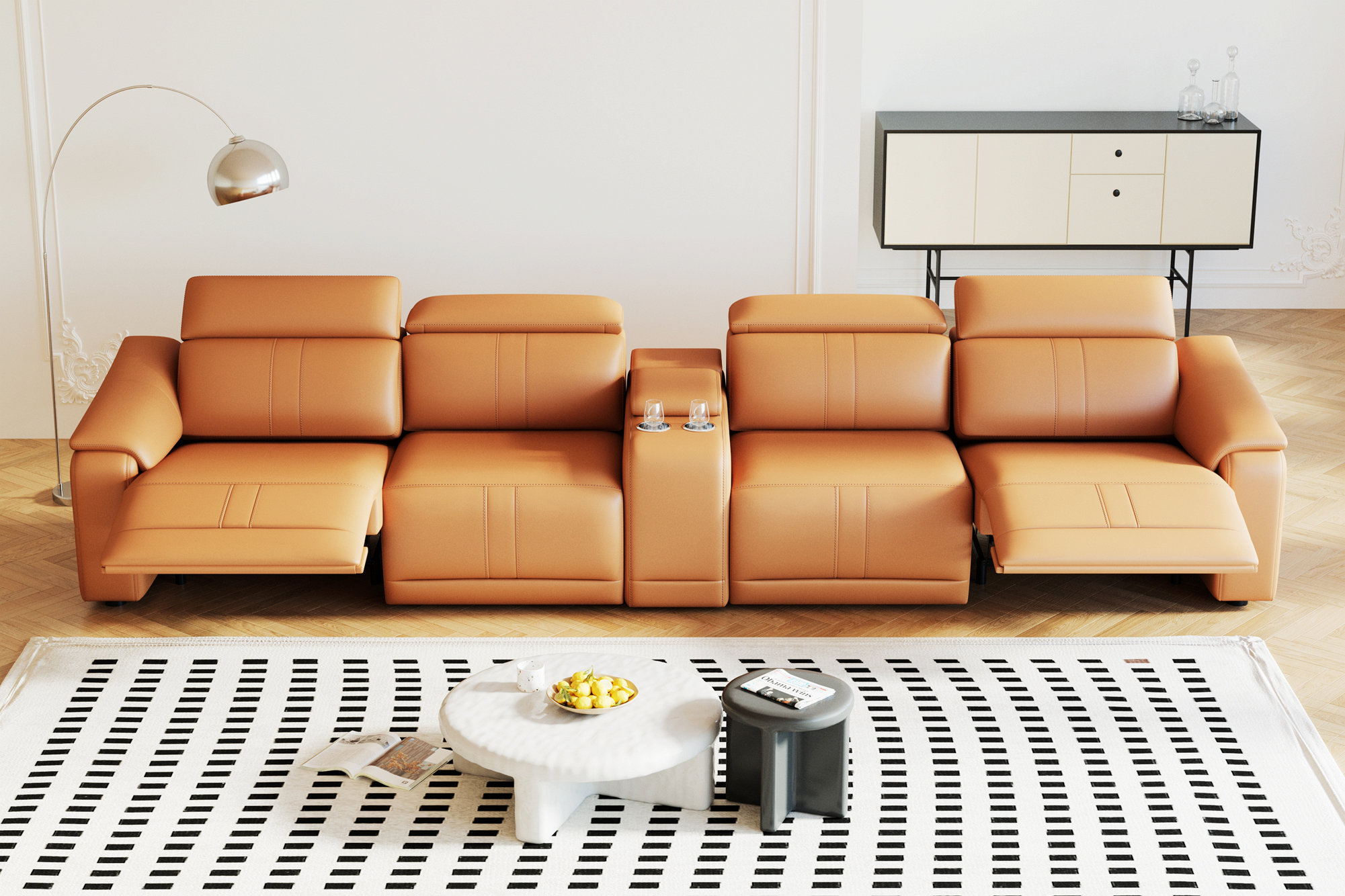 Hokku Designs Power Recliner Sofa Set, 4-Seat Reclining Sectional Sofa With  Adjustable Headrest Wayfair Canada